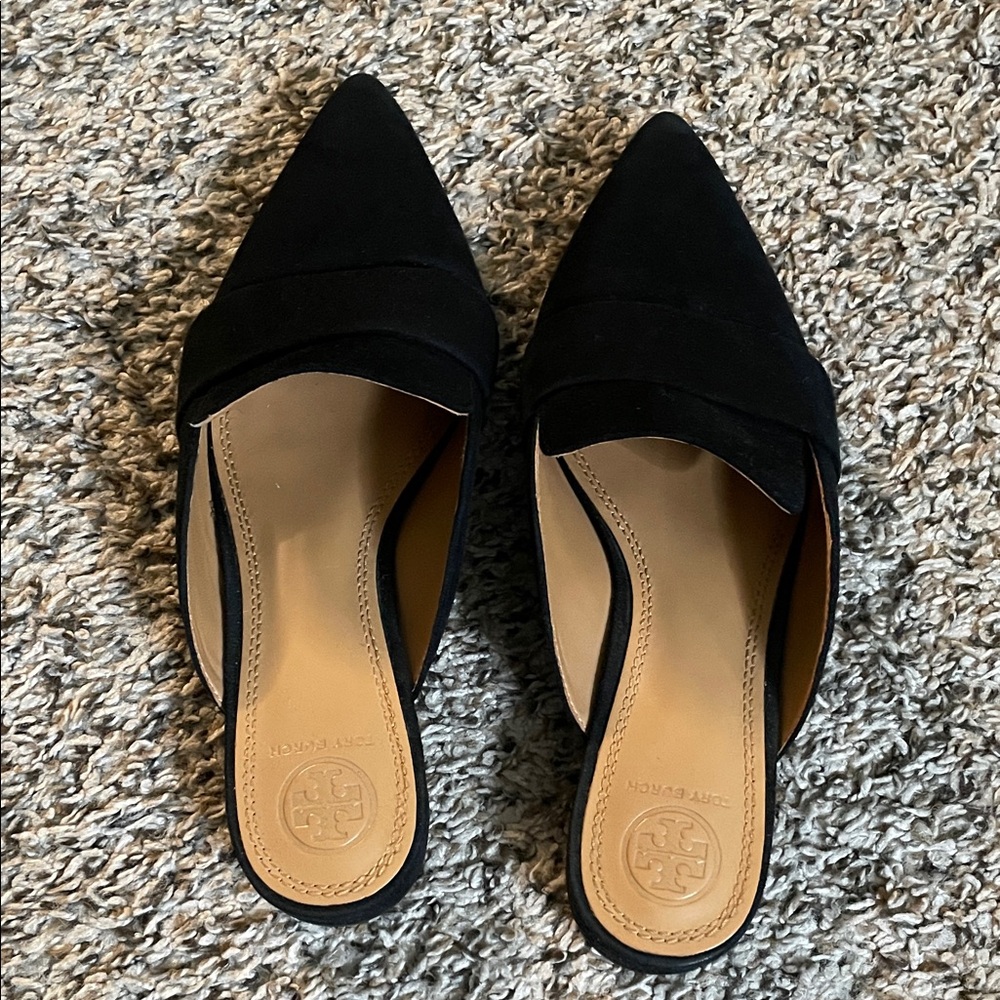 Tory Burch Suede Black Pointed-Toe Mules Size 5.5
